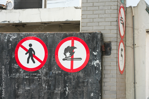 Photography Shanghai,China-September 12, 2019: Road traffic signs at Renmin Road in Shanghai