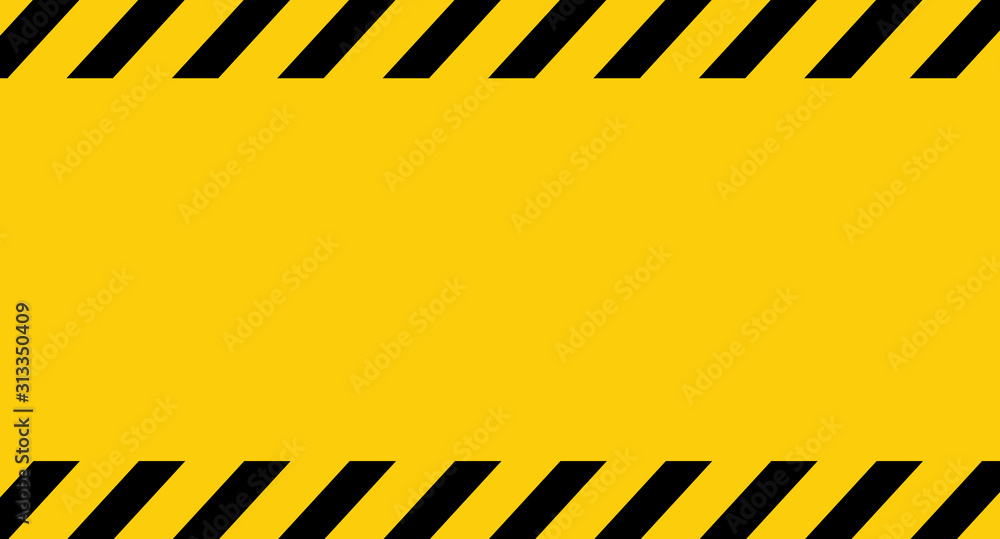 Black and yellow line striped. Caution tape. Blank warning background. Vector illustration - obrazy, fototapety, plakaty 