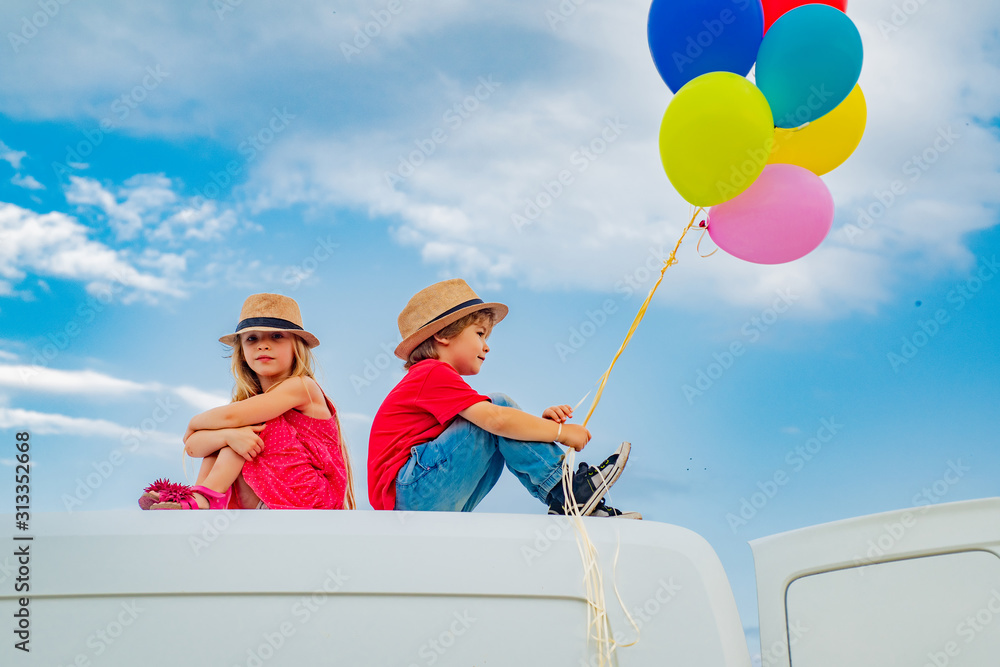 Fototapeta premium Funny kids. Valentines Greeting Card. Best Valentines Day Ideas.