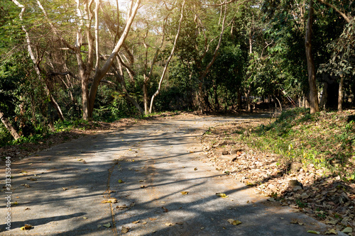 Concrete road paths on hillsides at Wat Khao Phrabat, Ban Laeng, Mueang Rayong District, Rayong Thailand. photo