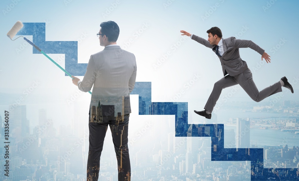 Businessman in career ladder concept Businessman in career ladder concept