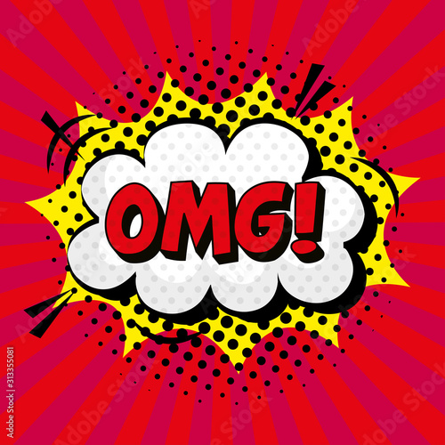 omg expression sign pop art style vector illustration design