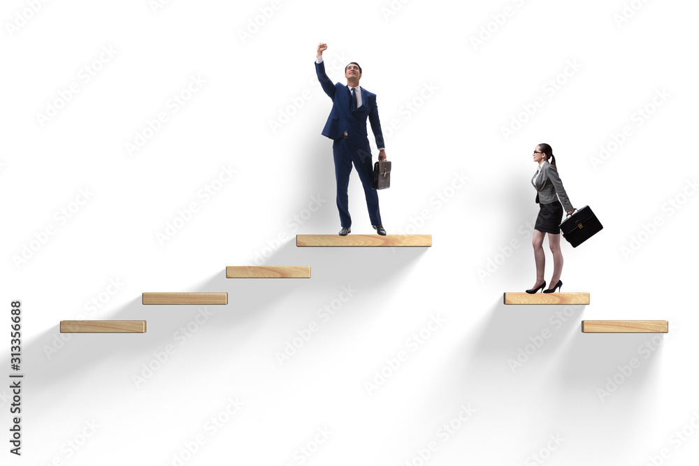 Gender discrimination concept with promotions Gender discrimination concept with promotions