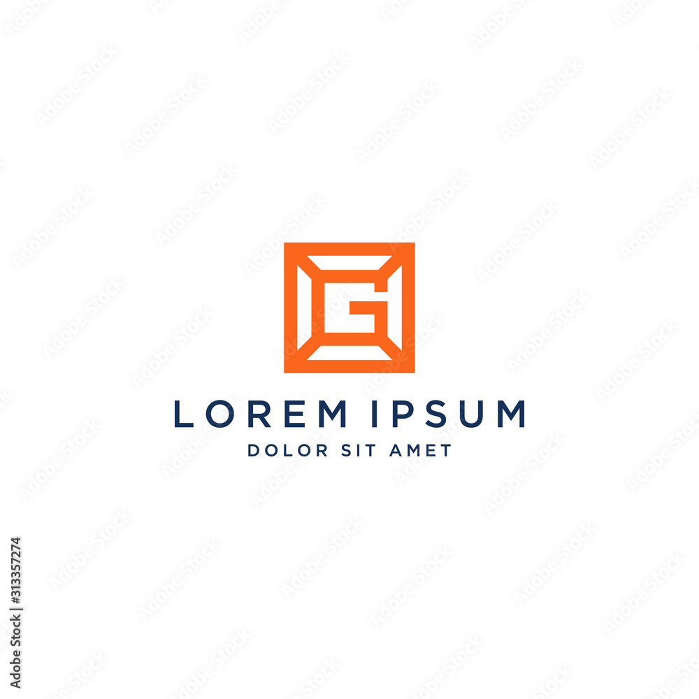 Obraz premium unique logo design or monogram or initials letter G with a box