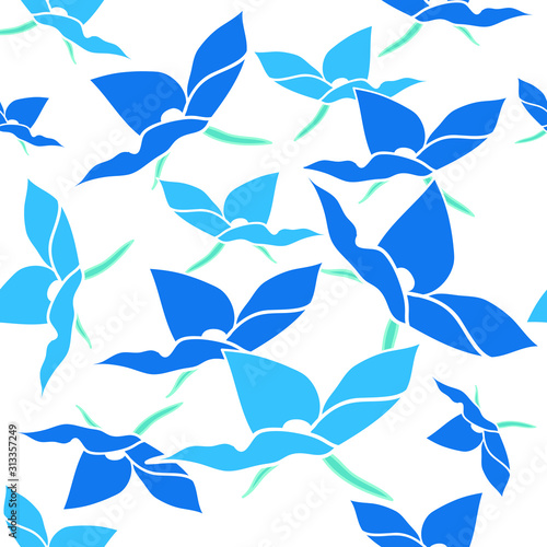 Floral blue seamless pattern. Good for textiles, home furnishing, wallpaper, surface pattern.