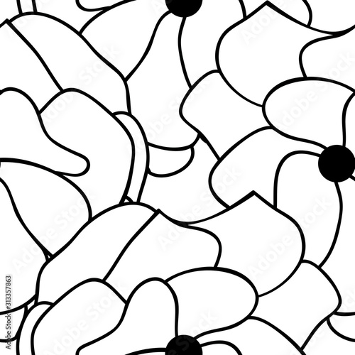 Black and white floral seamless pattern good for textiles, home furnishing, background, surface pattern.