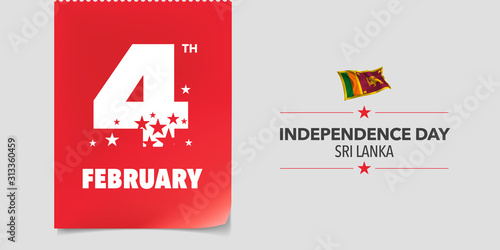 Sri Lanka independence day greeting card, banner, vector illustration