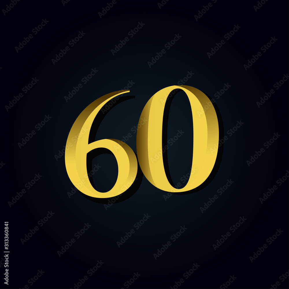 60 Years Anniversary Gold Number Vector Template Design Illustration 60 Years Anniversary Gold Number Vector Template Design Illustration