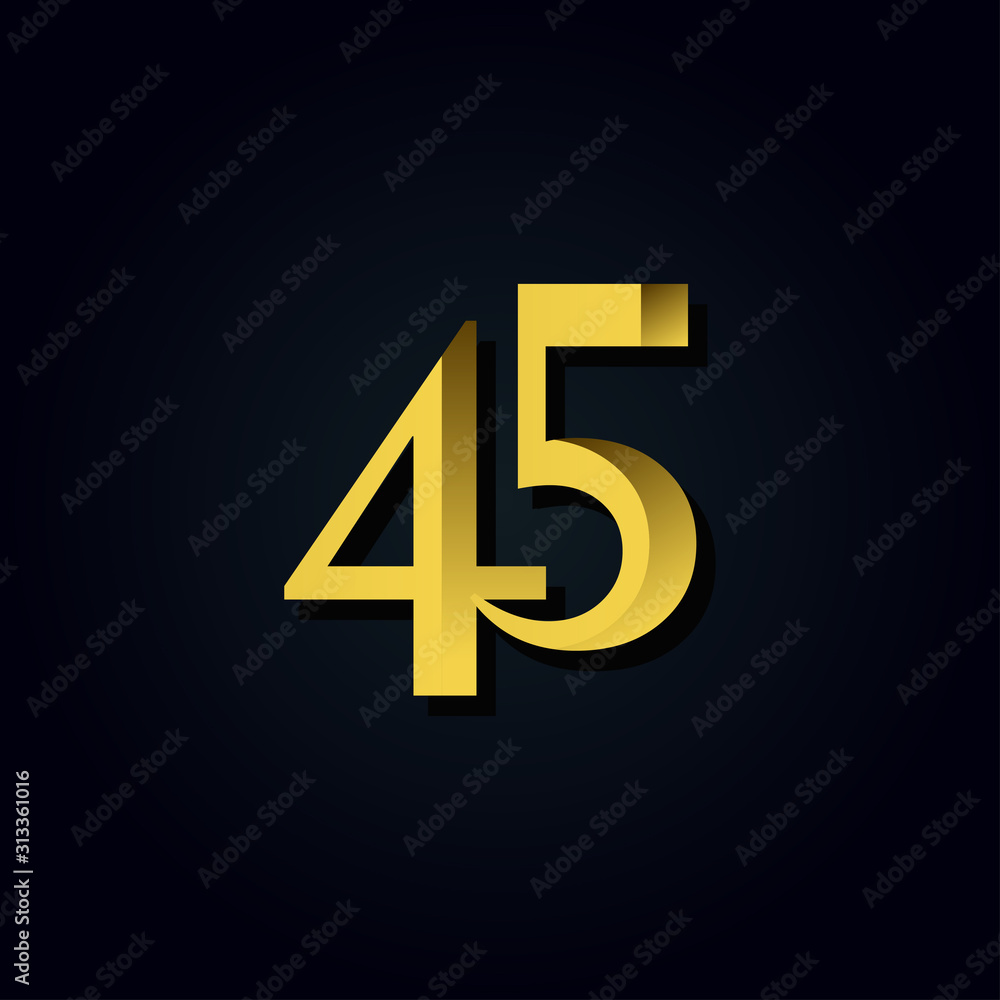 Fototapeta premium 45 Years Anniversary Gold Number Vector Template Design Illustration