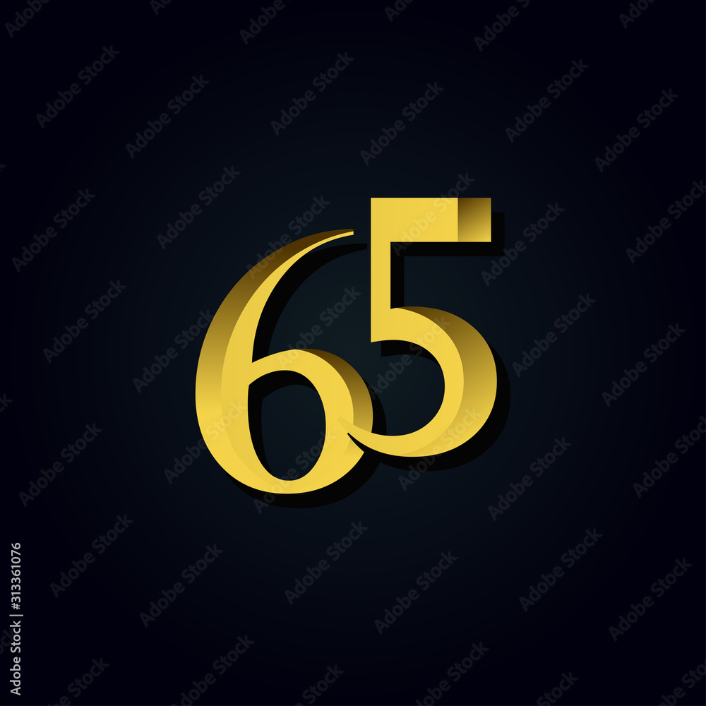 65 Years Anniversary Gold Number Vector Template Design Illustration 65 Years Anniversary Gold Number Vector Template Design Illustration
