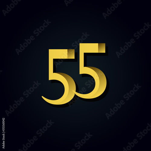 55 Years Anniversary Gold Number Vector Template Design Illustration © Tobrono