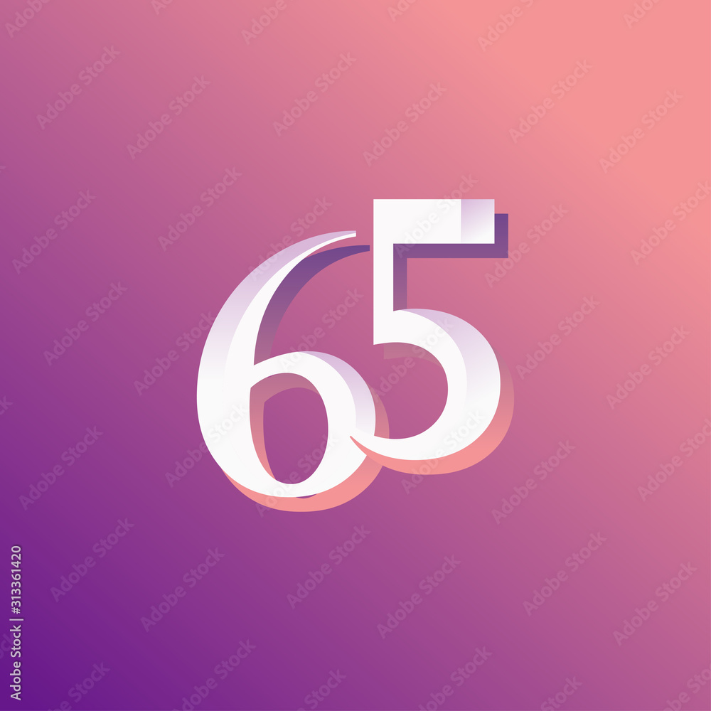65 Years Anniversary Rainbow Number Vector Template Design Illustration 65 Years Anniversary Rainbow Number Vector Template Design Illustration