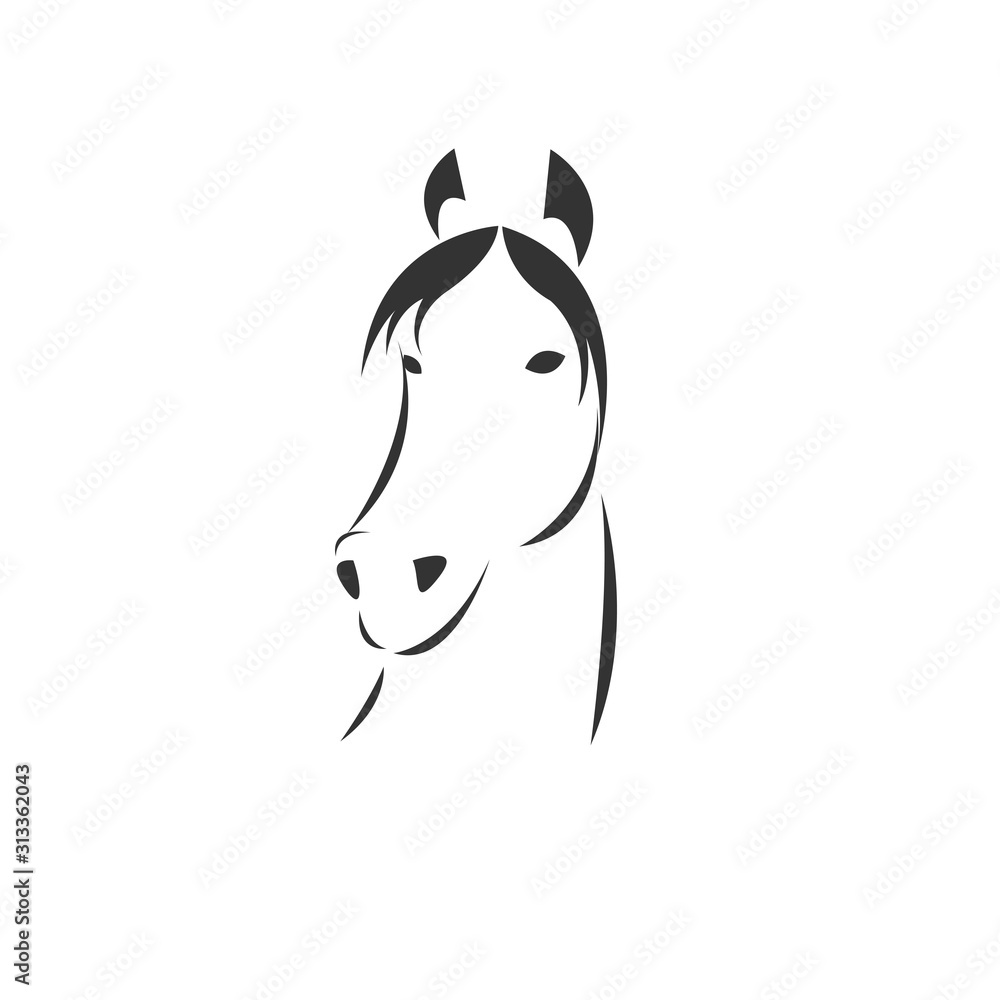 Fototapeta Vector image of an horse black and white. design style. animal. art. symbol. logo. Illustrator. on white background.