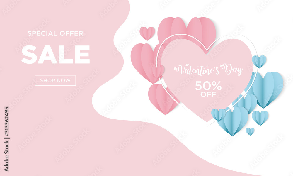 Valentines day sale background with Heart Shapes. Vector illustration.Wallpaper.flyers, invitation, posters, brochure, banners.