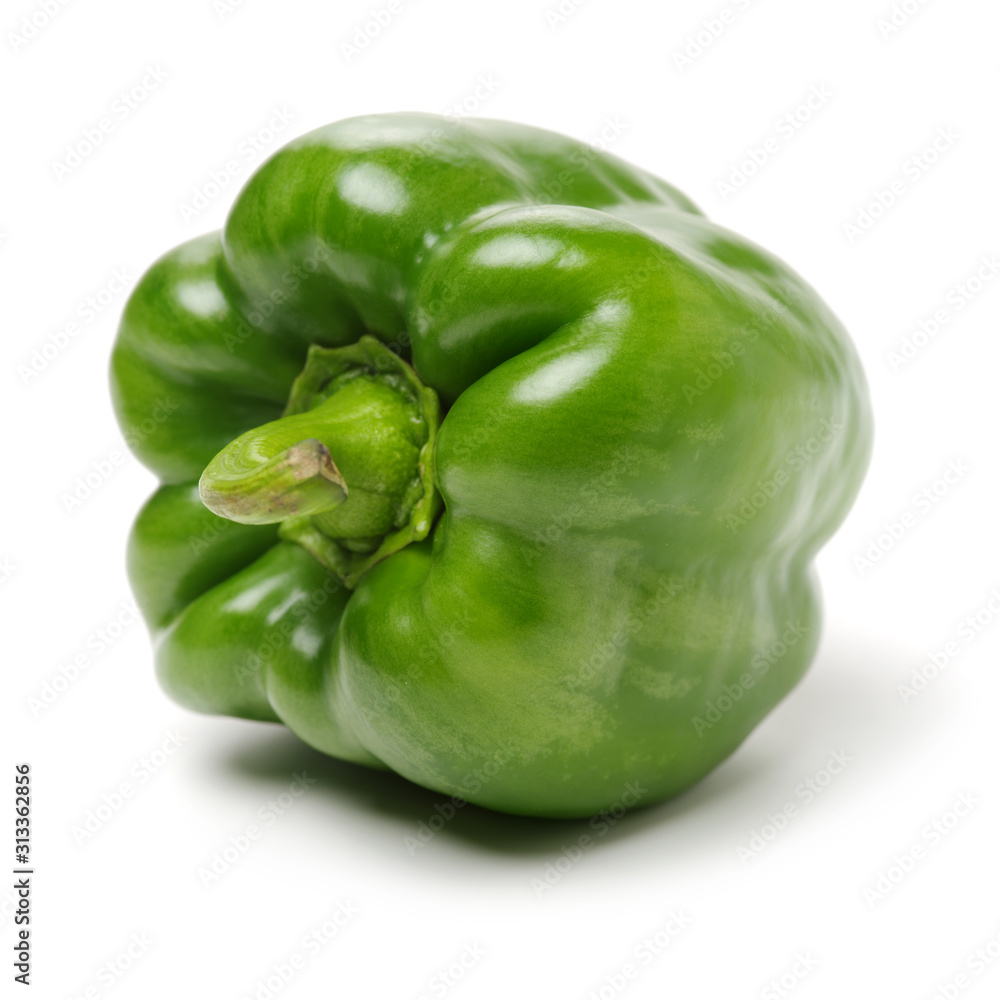 fresh green bell pepper (capsicum) on a white background fresh green bell pepper (capsicum) on a white background