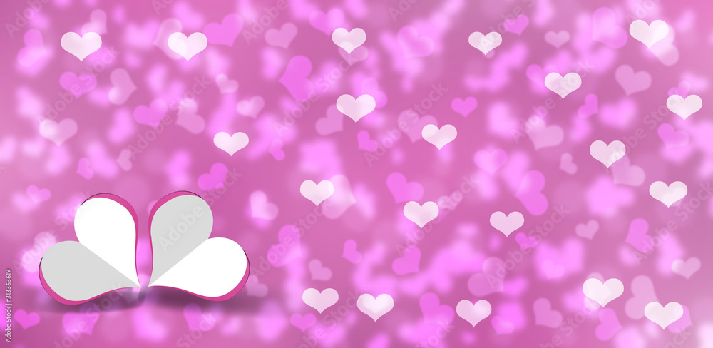 Valentine's day abstract pink background with hearts