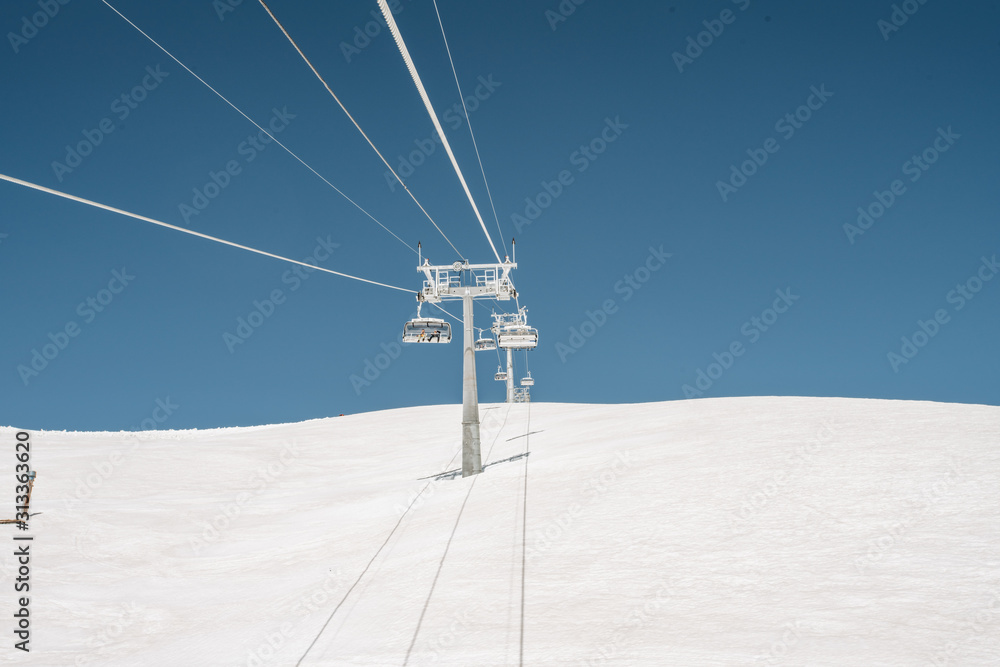 Cableway Ski Lifts. Cable car in the mountains. Cableway Ski Lifts. Cable car in the mountains.