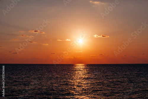 Beautiful warm sunset on the sea. Beautiful scenery. © EwaStudio