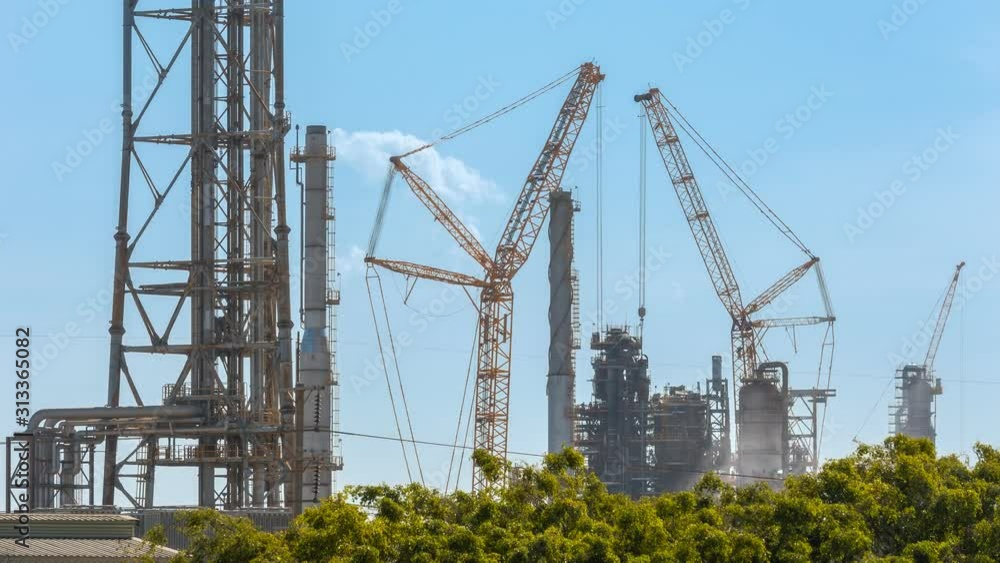 Time lapse of crane during maintenance of refinery and petrochemical industry Time lapse of crane during maintenance of refinery and petrochemical industry