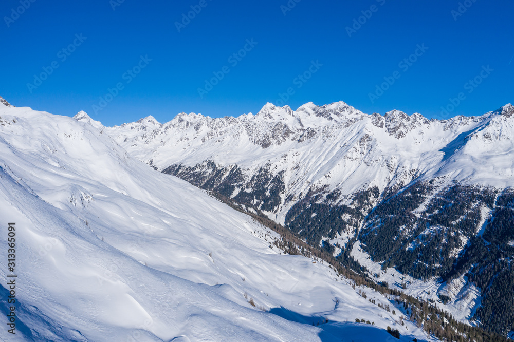 Beautiful view from the ski slopes of Heiligenblut, Glosslockner- Austria.