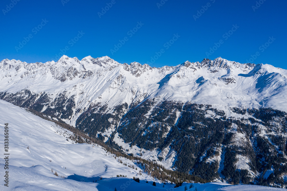 Beautiful view from the ski slopes of Heiligenblut, Glosslockner- Austria.