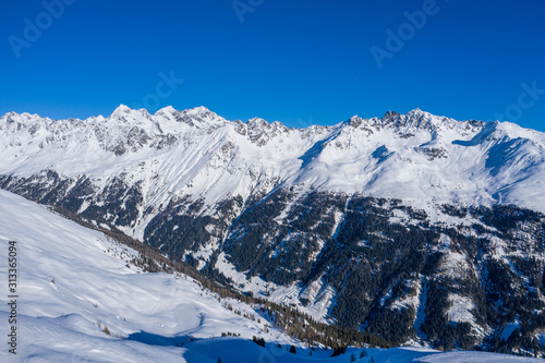 Beautiful view from the ski slopes of Heiligenblut, Glosslockner- Austria.