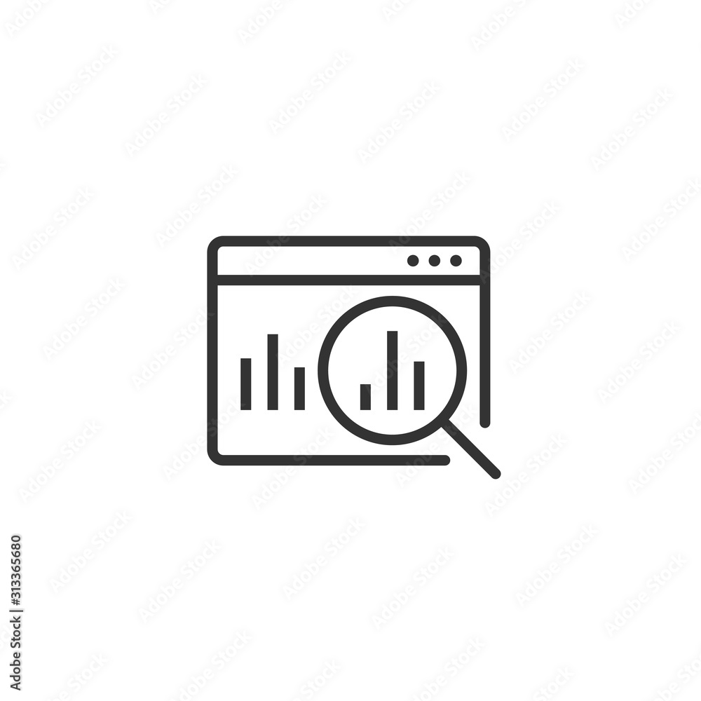 Market trend icon in flat style. Growth arrow with magnifier vector illustration on white isolated background. Increase business concept. Market trend icon in flat style. Growth arrow with magnifier vector illustration on white isolated background. Increase business concept.