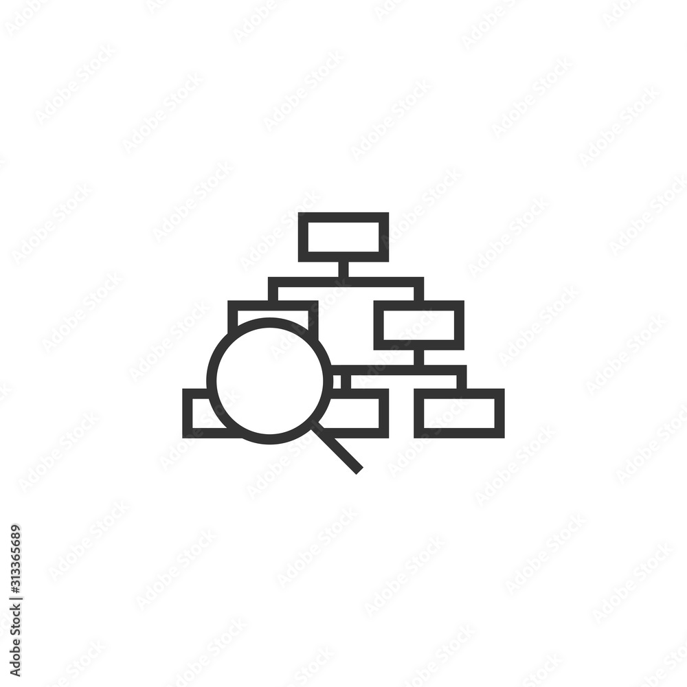 Hierarchy diagram icon in flat style. Structure search vector illustration on white isolated background. Organization workflow business concept. Hierarchy diagram icon in flat style. Structure search vector illustration on white isolated background. Organization workflow business concept.