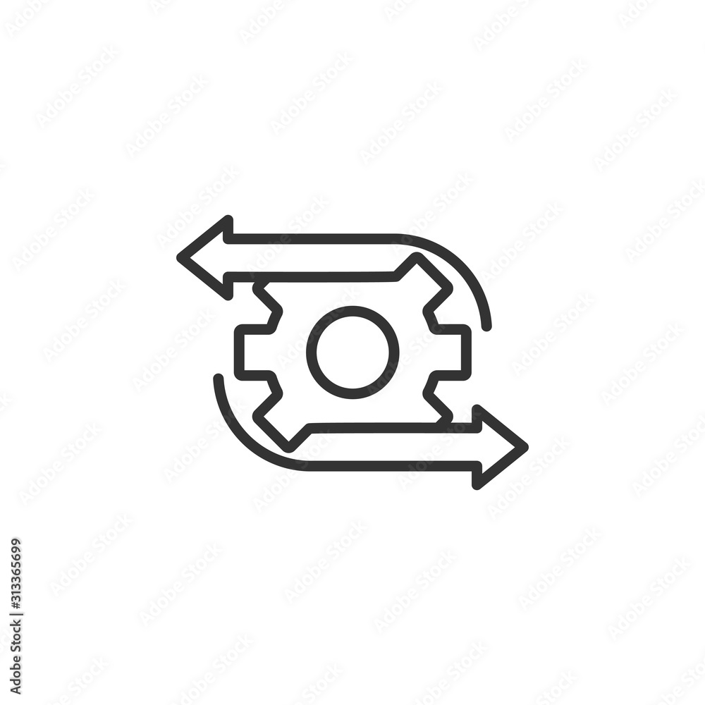 Workflow icon in flat style. Gear effective vector illustration on white isolated background. Process organization business concept. Workflow icon in flat style. Gear effective vector illustration on white isolated background. Process organization business concept.