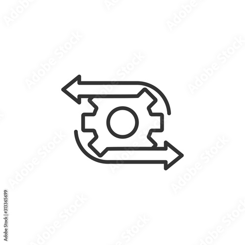 Workflow icon in flat style. Gear effective vector illustration on white isolated background. Process organization business concept.