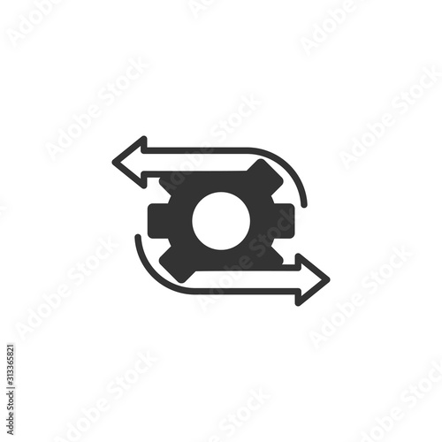 Workflow icon in flat style. Gear effective vector illustration on white isolated background. Process organization business concept.
