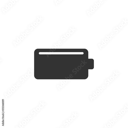 Battery charge icon in flat style. Power level vector illustration on white isolated background. Lithium accumulator business concept.