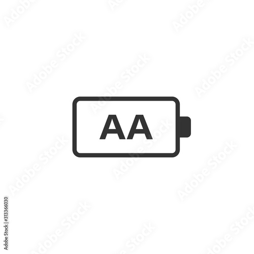 AA battery icon in flat style. Power level vector illustration on white isolated background. Lithium accumulator business concept.