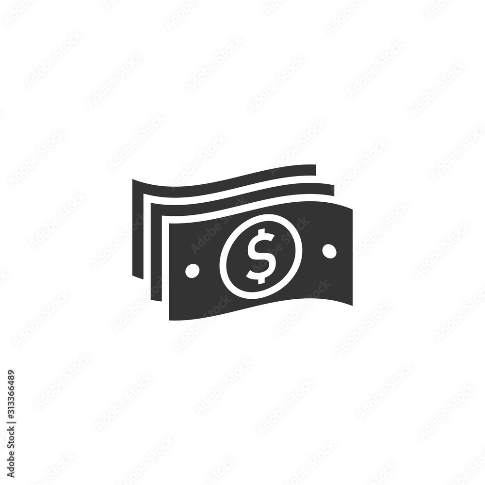Money stack icon in flat style. Exchange cash vector illustration on white isolated background. Dollar banknote bill business concept. Money stack icon in flat style. Exchange cash vector illustration on white isolated background. Dollar banknote bill business concept.