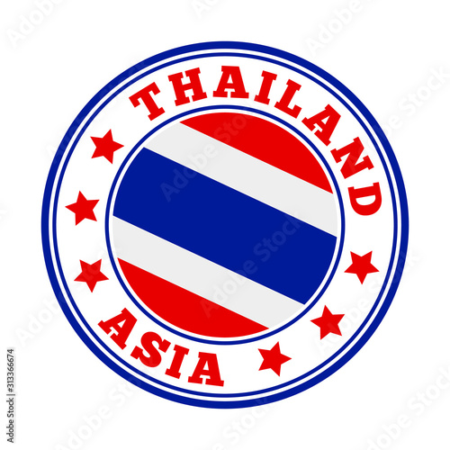Thailand sign with national flag in a round logo. Vector illustration. Free Download Thailand sign with national flag in a round logo. Vector illustration. - GFXLoad