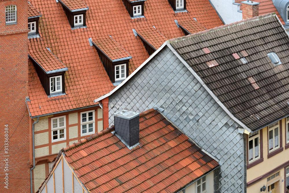 The roofs of historic old town of Quedlinburg