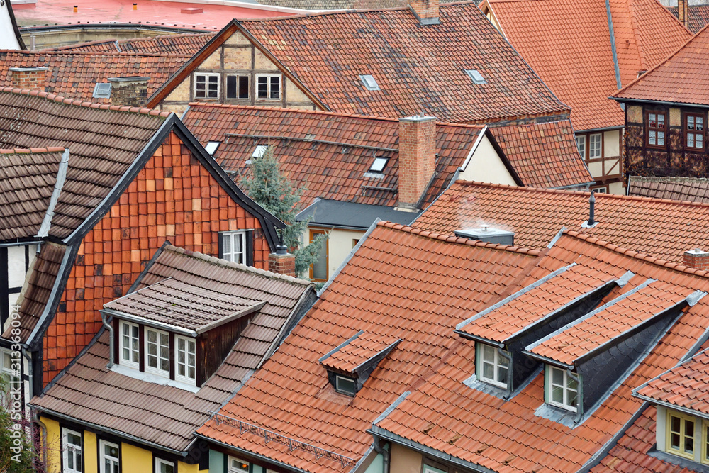 The roofs of historic old town of Quedlinburg