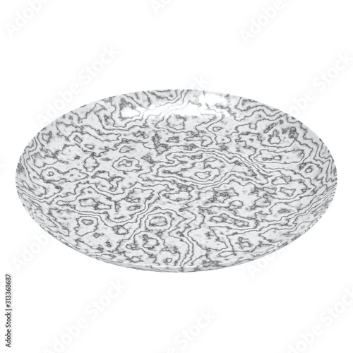 Empty Malachite Dish Isolated on White Background. Realistic 3D Render.