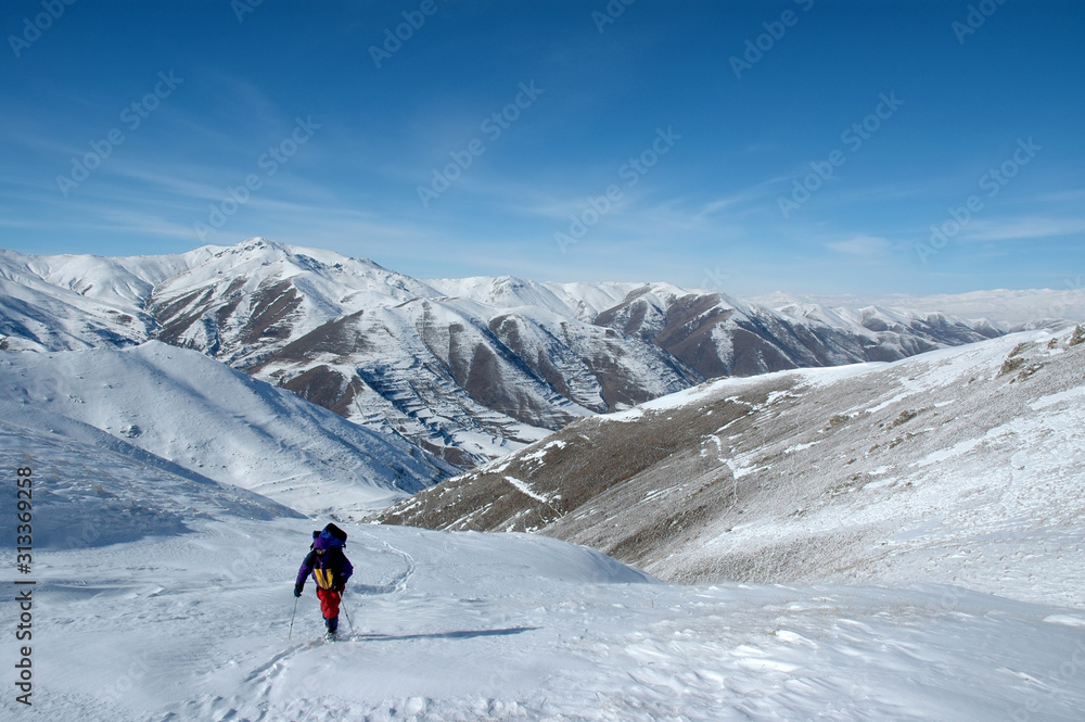 Ski touring in Syunik Region (Slopes of the Zangezur Mountain Range), Armenia.