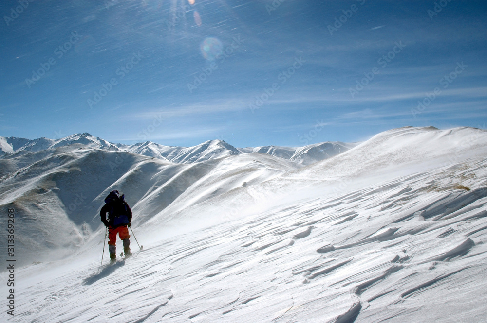 Ski touring in Syunik Region (Slopes of the Zangezur Mountain Range), Armenia.