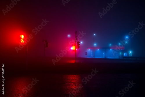 Night gas station in the fog © Дима Карабинов