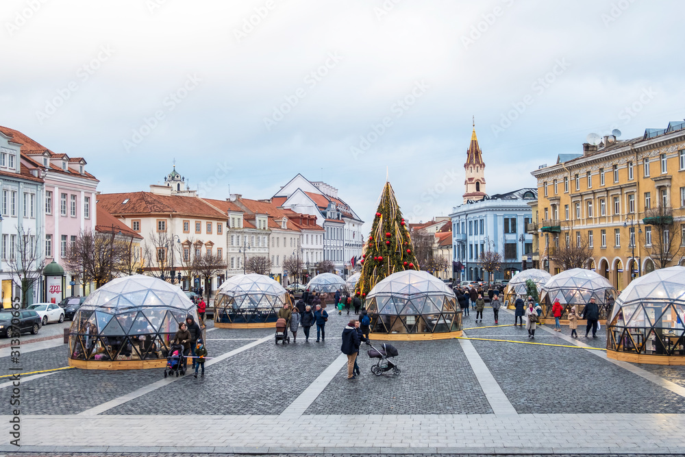 Obraz na płótnie Christmas holidays in Vilnius, Lithuania w salonie