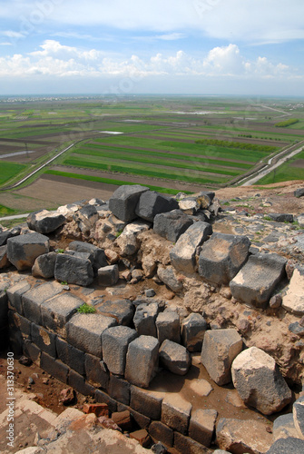 Ruins of Bronze age Metsamor sattlement is located near by Metsamor village. Armavir Region, Armenia. photo