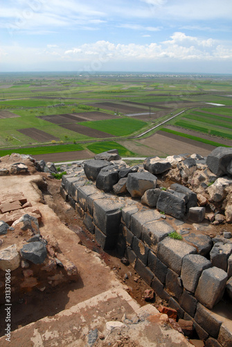 Ruins of Bronze age Metsamor sattlement is located near by Metsamor village. Armavir Region, Armenia. photo