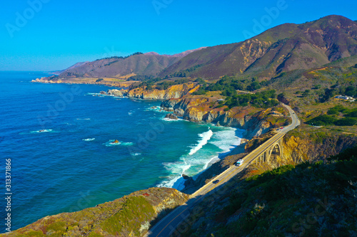 Luftbild: Küste am Highway Nr. 1, Kalifornien