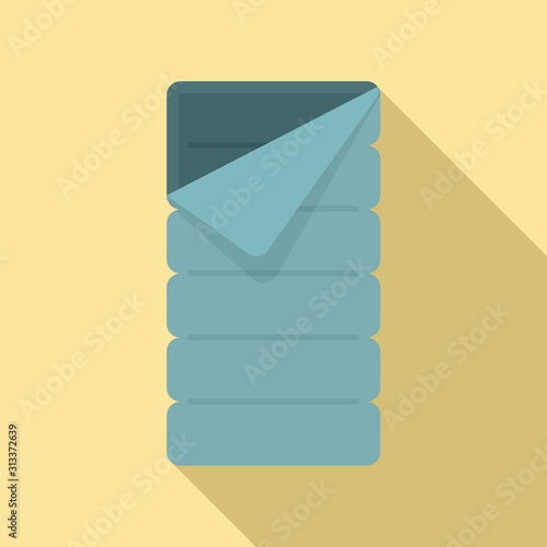 Fabric sleeping bag icon. Flat illustration of fabric sleeping bag vector icon for web design