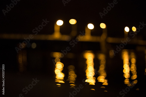 out of focus bridge with bokeh balls