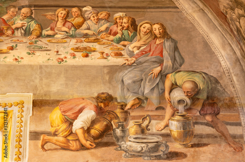 Wallpaper Mural ACIREALE, ITALY - APRIL 11, 2018: The detail of fresco of The miracle at the wedding at Cana in Duomo by Pietro Paolo Vasta (1735-1739)