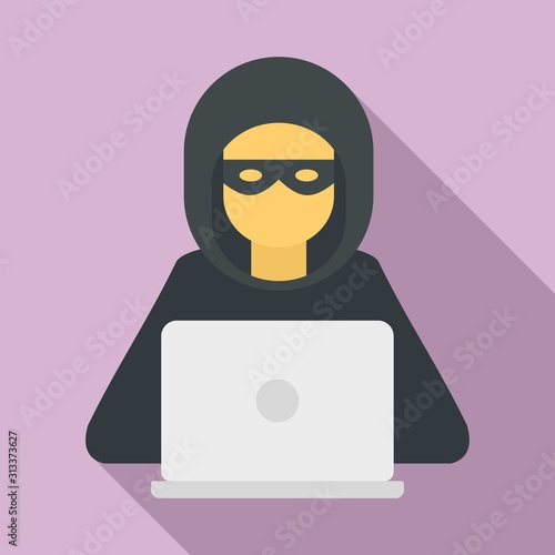 Hacker man icon. Flat illustration of hacker man vector icon for web design