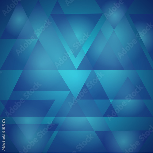 Geometric blue background, triangles pattern, shiny design. 